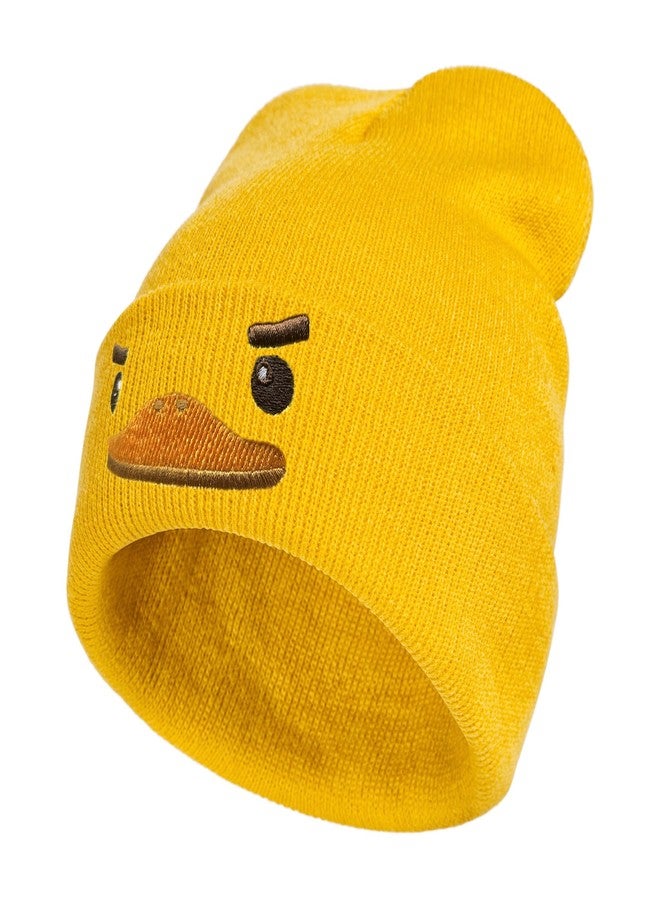 AIMASTZ Cute Yellow Duck Embroidered Beanie Knit Hat for Teens, Cute Funny Graphic Beanie Winter Skull Cap, Gifts for Duck Lovers - Image 2